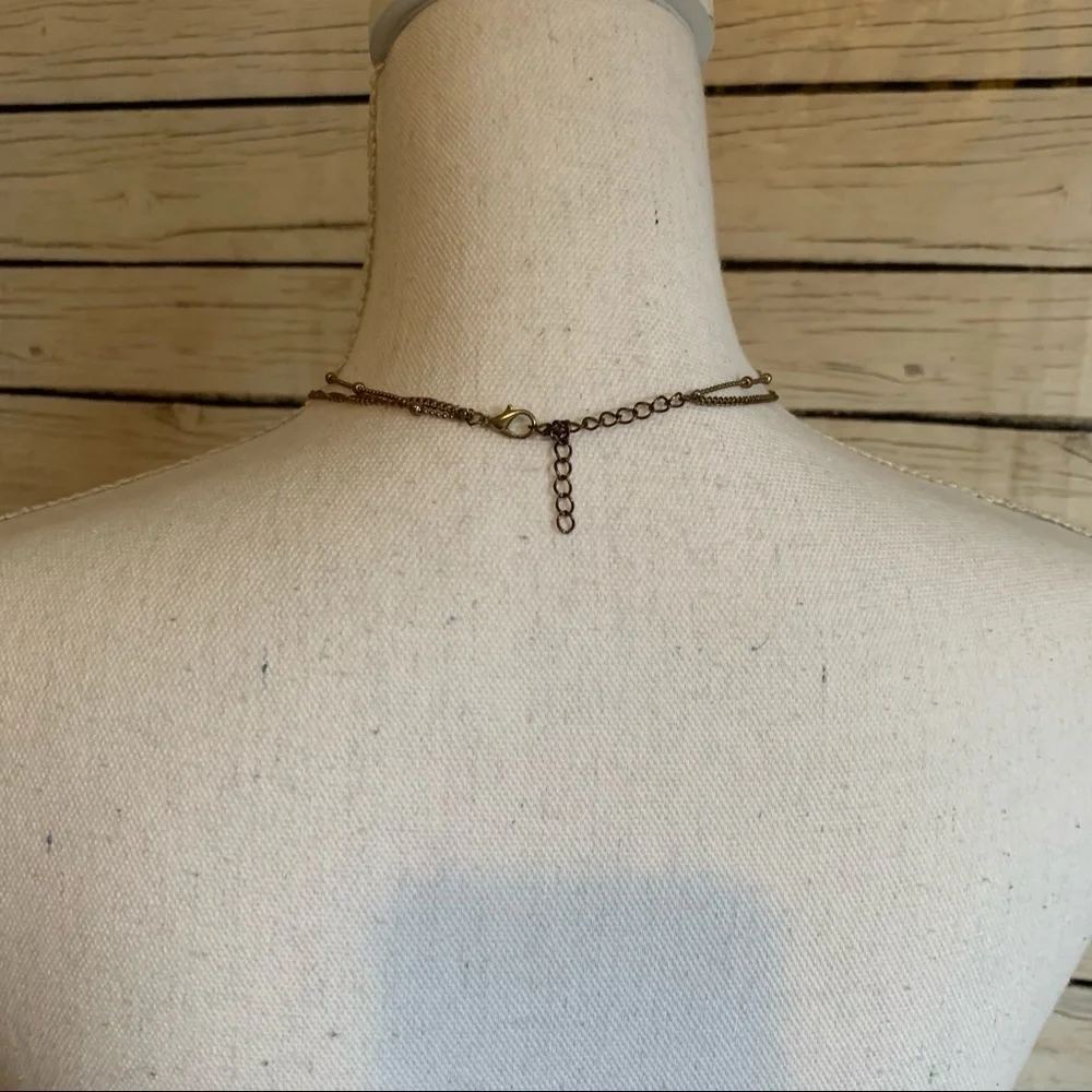 💸Double Banded Gold Necklace With Black Gemstone